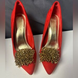 Liliana Red Holiday Suede Pumps - 8